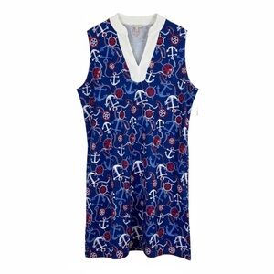 Talbots NWT Nautical Anchors Beach Print Sleeveless Sheath Dress Blue Size 2X
